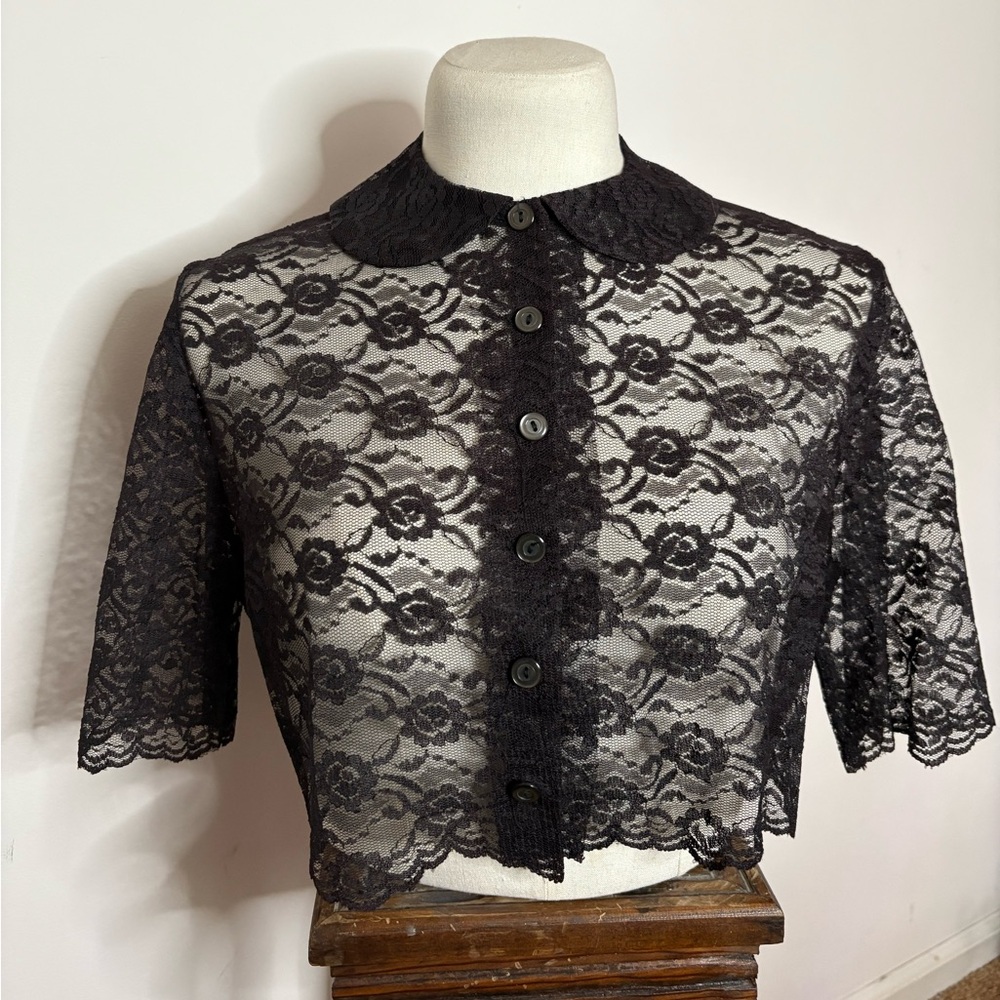 Vintage 1950s Baar & Beards Lace Button-Up Top